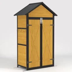 Outdoor Storage Cabinet Storage Shed With Waterproof Roof Lockable Doors Removable Shelves Foldable Table Hooks 69 Inches Garden Tool Shed -House Furnish World GUEST 836f8588 50bc 4fd8 968b 4430dca282a1