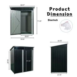 5ft X 3ft Outdoor Metal Storage Shed Transparent Plate Black -House Furnish World GUEST 839f9933 accc 4303 b1fe 52c5901d6bd0