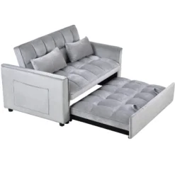 Modern Polyester Loveseat Futon Sofa Couch Polyesterllout Bed, Small Love Seat Lounge Sofa W/Reclining Backrest, Toss Pillows, Pockets -House Furnish World GUEST 84efd239 ca07 42b1 a172 7148fb30e451