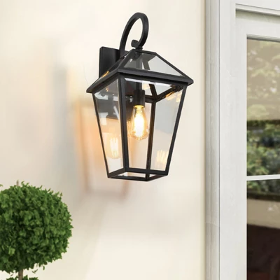 21"(H) 1-Pack Outdoor Wall Lantern Light ¨C Modern Black Metal & Clear Glass Sconce For Porch, Patio, And Garden Lighting (Bulb Not Included) 10 21"(H) 1-Pack Outdoor Wall Lantern Light ¨C Modern Black Metal & Clear Glass Sconce For Porch, Patio, And Garden Lighting (Bulb Not Included) - Image 10