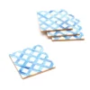 White/Blue Dyed Bone Inlaid Square Coaster Set-4x4in