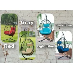 Egg Chair With Stand Indoor Outdoor Swing Chair Patio Wicker Hanging Egg Chair Hanging Basket Chair Hammock Chair With Stand For Bedroom Room Balcony -House Furnish World GUEST 86ff8ddc f864 4202 bf4c 6094c6526931