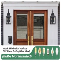 Soscooter 23"-2-Pack Outdoor Wall Lantern Light ¨C Vintage Black Metal Sconce With Clear Seeded Glass For Porch, Patio, And Garden (Bulb Not Included) -House Furnish World GUEST 87923ece 5069 4682 8908 48938bb6da5a