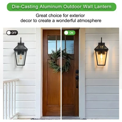 Soscooter 21"-2-Pack Outdoor Wall Lantern Light ¨C Modern Black Metal & Clear Glass Sconce For Porch, Patio, And Garden Lighting (Bulb Not Included) 6 Soscooter 21"-2-Pack Outdoor Wall Lantern Light ¨C Modern Black Metal & Clear Glass Sconce For Porch, Patio, And Garden Lighting (Bulb Not Included) - Image 6