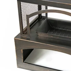 37-Inch Rectangular Metal Outdoor Wood Burning Fireplace,Outdoor Fireplace With Built-in Log Storage And Poker-Brushed Bronze,Log Burner Fire Pit -House Furnish World GUEST 88742208 9394 4230 ad0f 3527831d3607