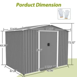 8x6 FT Outdoor Tool Storage Shed With Metal Foundation & Lockable Doors, All Weather Metal Sheds For Garden, Patio, Backyard, Lawn, Gray