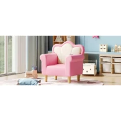 Polyester Kids Sofa, Princess Armchair For Children, Petal Shape Toddler Sofa Chair For Playroom, Children's Bedroom, Pink+White -House Furnish World GUEST 899fb6a7 982b 496d 97c0 b855436a4553