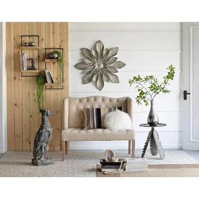 12x6x27" Iron And Wood Wall Shelf With Two Shelves 5 12x6x27" Iron And Wood Wall Shelf With Two Shelves - Image 5