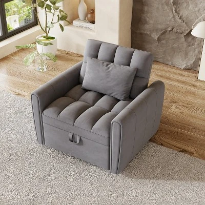 38.2inch Foldable Large-size Sofa Bed, Modern Polyester Single Sofa, Sofa Bed With Adjustable Backrest, 3 Positions And Pillows, Suitable 1 38.2inch Foldable Large-size Sofa Bed, Modern Polyester Single Sofa, Sofa Bed With Adjustable Backrest, 3 Positions And Pillows, Suitable