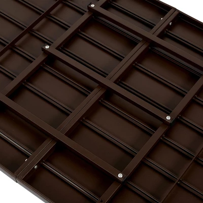 7 Pieces Patio Dining Set, Plastic Chair And Steel Table Outdoor Set, Plastic Chairs And Table Set For Garden Patio, Brown 13 7 Pieces Patio Dining Set, Plastic Chair And Steel Table Outdoor Set, Plastic Chairs And Table Set For Garden Patio, Brown - Image 13