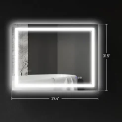 LED Bathroom Mirror With Lights, 39inx 32in Front Lit LED Mirror For Bathroom, Anti-Fog, Memory,Wall Mounted Dimmable Vanity Mirror -House Furnish World GUEST 8de4a271 a6de 43a4 b79b b851a10975be