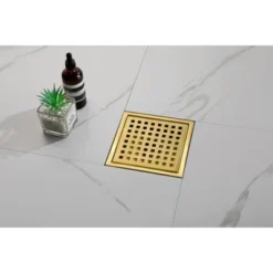 6 Inch Square Shower Floor Drain Square Shower Floor Drain With Flange,Pattern Grate Removable,Food-Grade SUS 304 Stainless Steel -House Furnish World GUEST 8e191819 91b5 4d6b b8a9 ab29f7cc4a63