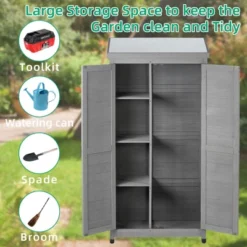 Outdoor Storage Cabinet And Metal Top,Garden Storage Shed,Outdoor 68 Inches Wood Tall Shed For Yard And Patio -House Furnish World GUEST 8e1ea603 c041 47f8 acd2 a130143c90b7