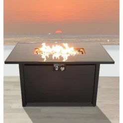 25'' H X 42'' W Steel Outdoor Fire Pit Table With Lid (Black) -House Furnish World GUEST 8ed31360 46d3 4d74 8ac9 12ca213c1796