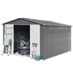 Metal Garden Sheds 12ftx10ft Outdoor Storage Sheds Grey -House Furnish World GUEST 8f95c79b 63dd 421d 9f89 b6a846d14ec9