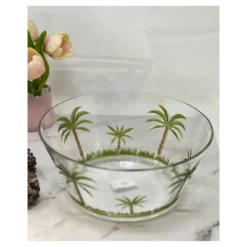 Palm Tree Acrylic Serving Bowls, Unbreakable Large Plastic Bowls, Soup Bowls, Salad Bowls, Cereal Bowl For Snacks, BPA Free