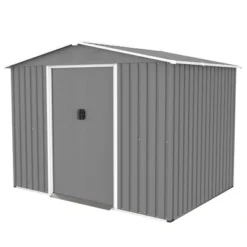8x6 FT Outdoor Tool Storage Shed With Metal Foundation & Lockable Doors, All Weather Metal Sheds For Garden, Patio, Backyard, Lawn, Gray 19 8x6 FT Outdoor Tool Storage Shed With Metal Foundation & Lockable Doors, All Weather Metal Sheds For Garden, Patio, Backyard, Lawn, Gray -House Furnish World GUEST 909aac18 5e70 47c2 a26c b9ce01c2be0e