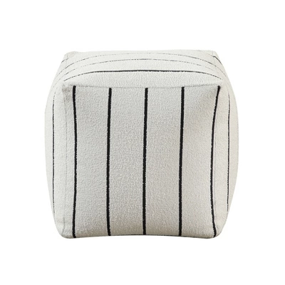 Modern Square Pouf Off-White Jacquard Fabric Upholstered Ottoman, Non-Slip Floor Pouf, Bean Bag Chair, 1pc Sitting Pouf 2 Modern Square Pouf Off-White Jacquard Fabric Upholstered Ottoman, Non-Slip Floor Pouf, Bean Bag Chair, 1pc Sitting Pouf - Image 2