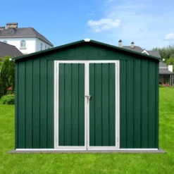 Metal Garden Sheds 8ft¡Á10ft Outdoor Storage Sheds Green + White -House Furnish World GUEST 922d0bd4 6ec8 4b35 99af 5e3554ba8856