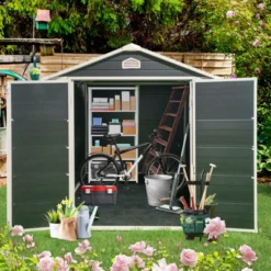 6 Ft X 8 Ft Resin Outdoor Storage Shed Kit-Perfect To Store Patio Furniture,Black -House Furnish World GUEST 92495436 0d4b 469c bd8d 544c34bc44bf
