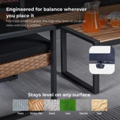 4-Piece Patio Furniture Set Outdoor Balcony Porch Garden Backyard Lawn Furniture Acacia Wood Table Top, Morden Black And Light Brown -House Furnish World GUEST 92d75d1f 2753 4641 b16c 401f3f1966fc