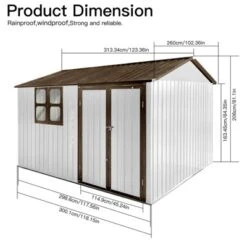 Metal Garden Sheds 10ftx8ft Outdoor Storage Sheds White+coffee With Window -House Furnish World GUEST 949ec805 040a 4ea9 ba18 7641d7e5cc94