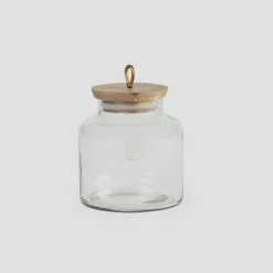 Madin Glass Jar With Wooden Lid - Elegant Storage Container For Kitchen & Home-700ml -House Furnish World GUEST 94af2501 c8c3 402d a741 0b42f491f286