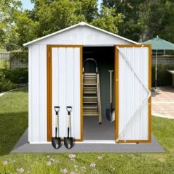 Outdoor Storage Sheds 6FTx4FT Apex Roof White+Yellow 7 Outdoor Storage Sheds 6FTx4FT Apex Roof White+Yellow -House Furnish World GUEST 96318992 021f 468b b90d 9751df94eebc