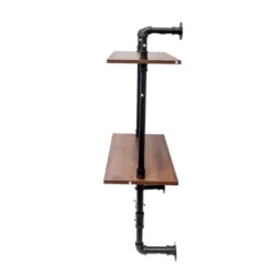 Industrial Pipe Shelf 3 Tier And 2 Tier Wall Mounted Shelves 36in Wood Display Shelves, And 3 Additional Hooks,Farmhouse Kitchen Bar Shelf -House Furnish World GUEST 974d59e1 b9b2 4fe2 9b0b 077fd7a9cb02