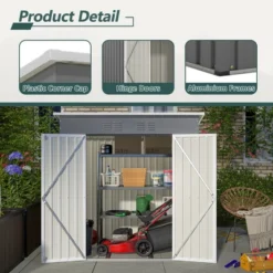 6'x4' Outdoor Metal Storage Shed For Garden Tools Lockable Door With Floor Frame -House Furnish World GUEST 993916c4 4107 4afe b5e7 788c1586db93