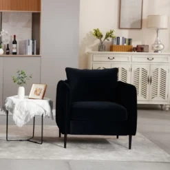 Accent Chair For Living Room, Polyester Comfy Single Sofa Chair Mid-Century Modern Armchair With 1 Pillow And Metal Legs For Bedroom Office Reading -House Furnish World GUEST 9aba1fed 2b8e 4e41 9f8e 7133f885d077