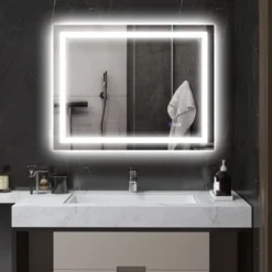 LED Bathroom Mirror With Lights, 35inx 28inBacklit Front Lit LED Mirror For Bathroom, Anti-Fog, Memory,Infinite Color Temperature, Horizontal/Vertical -House Furnish World GUEST 9b9283c4 3dfb 4c9d bb7c 782757ca4737