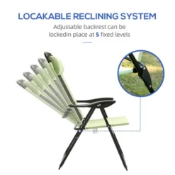Folding Patio Chairs Set Of 2, Outdoor Deck Chair With Adjustable Sling Back, Camping Chair With Removable Headrest For Garden, Backyard, Lawn, Green -House Furnish World GUEST 9bd03d24 0074 4216 b219 a911f5b5ed00