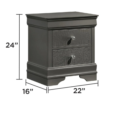 Blaze Modern Style 2-Drawer Night Stand Made With Wood In Metallic Gray Same As G150108708 (NJ Inventory) 1 Blaze Modern Style 2-Drawer Night Stand Made With Wood In Metallic Gray Same As G150108708 (NJ Inventory)