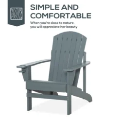 Outsunny Wooden Adirondack Chair, Outdoor Patio Lawn Chair With Cup Holder, Weather Resistant Lawn Furniture, Classic Lounge For Deck, Garden,Grey -House Furnish World GUEST 9d5cb77f 3161 4a9a 8127 670e2ec67165