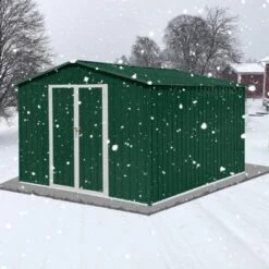 Metal Garden Sheds 8ft¡Á10ft Outdoor Storage Sheds Green + White -House Furnish World GUEST 9d80a910 e9f0 4665 b25d 6ae2b49f76e4