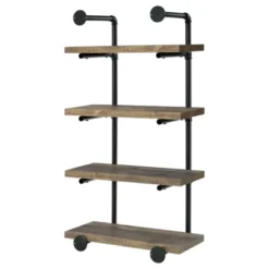 Black And Rustic Oak 4-tier Wall Shelf -House Furnish World GUEST 9dbb5511 c712 4611 add7 6bc9c8fa71e5