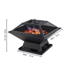 Square Small Fire Pit BBQ Party Portable Fire Pit -House Furnish World GUEST 9ed7bd70 1a33 4c00 9403 fca999d505f4