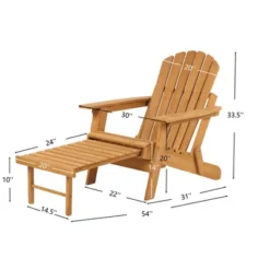 Outdoor Wooden Folding Adirondack Chair With Retractable Ottoman, Pre-Assembled BackRest & SeatBoard, Wood Patio Chair For Garden Backyard Porch Pool -House Furnish World GUEST 9f777443 0c00 4938 b286 4fd197a30b89