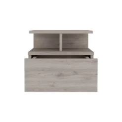 Floating Nightstand 12"H, Wall Mounted With Single Drawer And 2-Tier Shelf, Light Gray -House Furnish World GUEST a0171bfa d238 45df 859e d53b69d0e94c