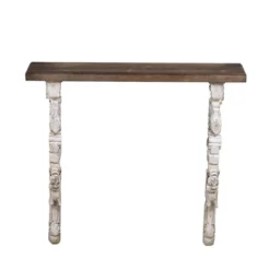 47x11x43" Classic Vintage Natural And White Wall Shelf