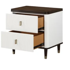 Carena White & Walnut Finish Night Stand W/USB -House Furnish World GUEST a0a15ee7 905b 46cb bcba ff09e35e9a6e