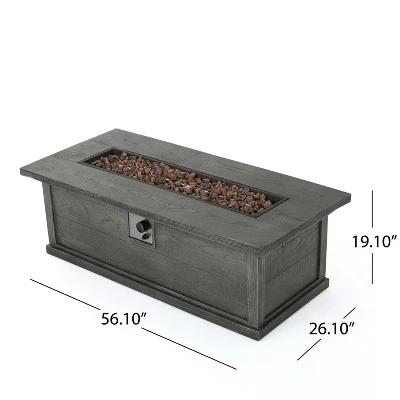56" Outdoor 50,000 BTU Rectangular MgO Concrete Propane Fire Pit, Grey Wood Pattern (Tank Cover Not Included) 7 56" Outdoor 50,000 BTU Rectangular MgO Concrete Propane Fire Pit, Grey Wood Pattern (Tank Cover Not Included) - Image 7