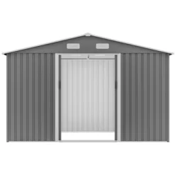 10X8 FT Outdoor Storage Shed, Metal Foundation & Lockable Doors, Tool Shed For Garden, Patio, Backyard, Lawn, Grey -House Furnish World GUEST a18611b5 6c97 4fb3 863c ba92efd7b43b