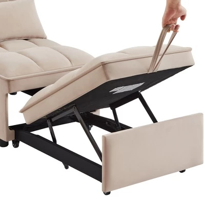 4 In1 Multifunction Single Sofa Bed With Storage Pockets,Tufted Single Polyesterll-out Sofa Bed With Adjustable Backrest And Pillows 5 4 In1 Multifunction Single Sofa Bed With Storage Pockets,Tufted Single Polyesterll-out Sofa Bed With Adjustable Backrest And Pillows - Image 5