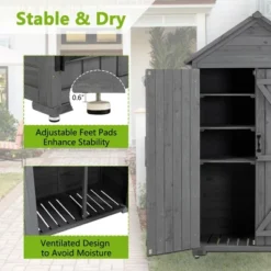 Outdoor Storage Cabinet, Garden Wood Tool Shed, Outside Wooden Shed Closet With Shelves And Latch For Yard 39.56"x 22.04"x 68.89" -House Furnish World GUEST a2d50e6c 6f8b 4c64 9fe0 ed6cfe12817c