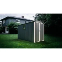 Motorcycle Outdoor Storage Shed With Window ,without Tracks And Fixtures ,Grey+White -House Furnish World GUEST a32a212b 867c 45df a112 8ff2c3145838 1