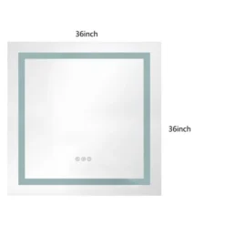 36inx 36inLED Bathroom Mirror With Front And Backlight, Wall Mounted Vanity Mirror, Anti-Fog, Memory, 3 Colors, Stepless Dimmable -House Furnish World GUEST a34f0849 175e 43a7 899d 0175b5c36308