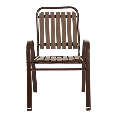 5-Piece Plastic Chair And Steel Table Outdoor Dining Set, Plastic Chairs And Table Set For Garden Patio, Brown 14 5-Piece Plastic Chair And Steel Table Outdoor Dining Set, Plastic Chairs And Table Set For Garden Patio, Brown - Image 14