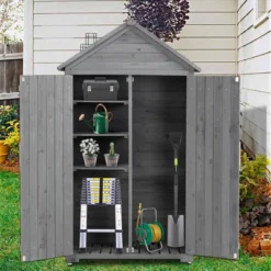 Outdoor Storage Cabinet, Garden Wood Tool Shed, Outside Wooden Shed Closet With Shelves And Latch For Yard 39.56"x 22.04"x 68.89" -House Furnish World GUEST a6c2eaa1 eed3 46b7 a443 bb8bf90851a8